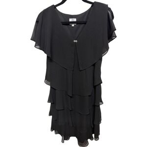 Patra Vintage  Black Ruffle Cocktail Classy  Dress Size 12 Made In USA Women's